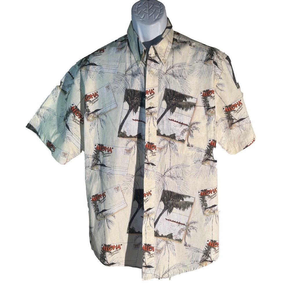 NATURAL ISSUE Men's Short Sleeve Button Down ALOHA HAWAIIAN ISLAND SHIRT Large‎